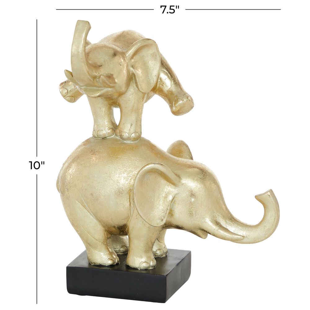 Maple and Jade 10&quot; x 8&quot; Elephant Sculpture in Gold and Black, , large