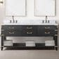 Lexora Home Norwalk 72" Double Bathroom Vanity in Black Oak with White Carrara Marble Top and Rectangular Sinks, , large