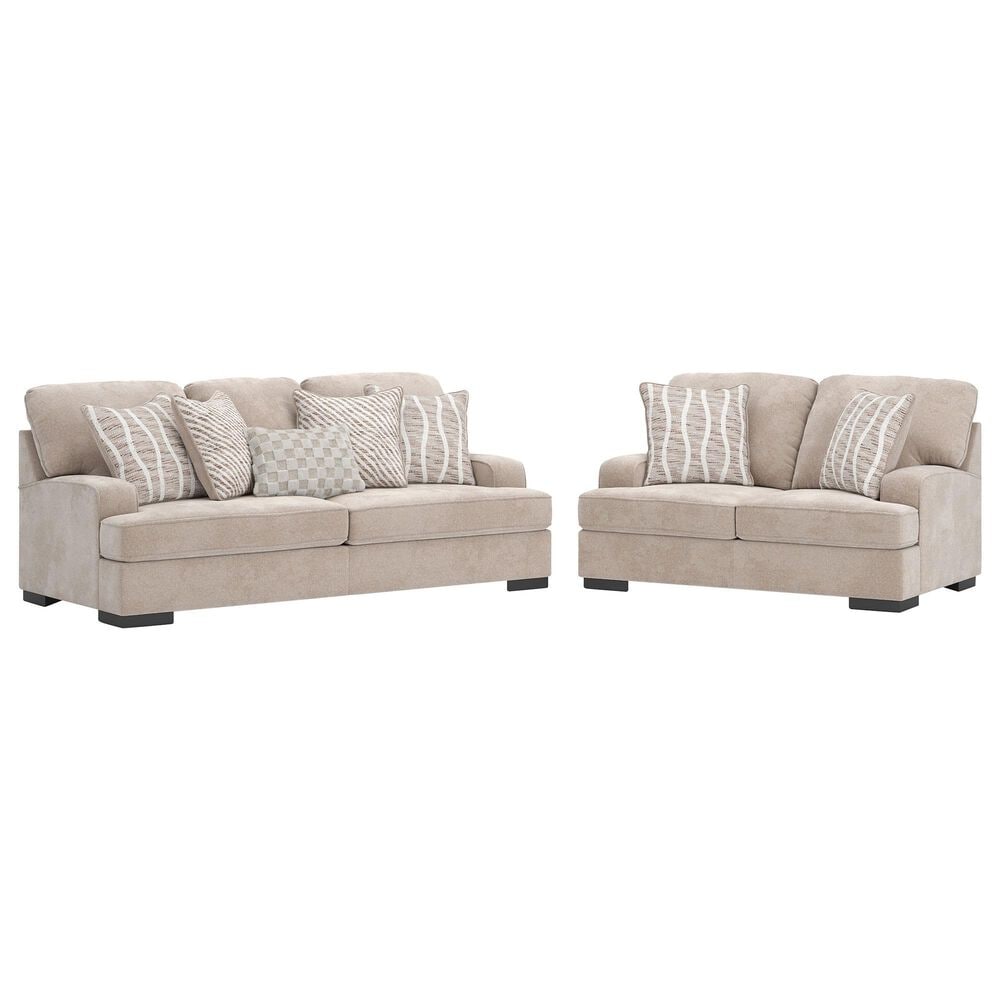 Ashley High Profile Stationary Sofa and Loveseat Set in Taupe, , large