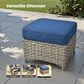 HOMLUX 2-Piece Outdoor Wicker Ottoman Set with Cushion in Navy Blue, , large