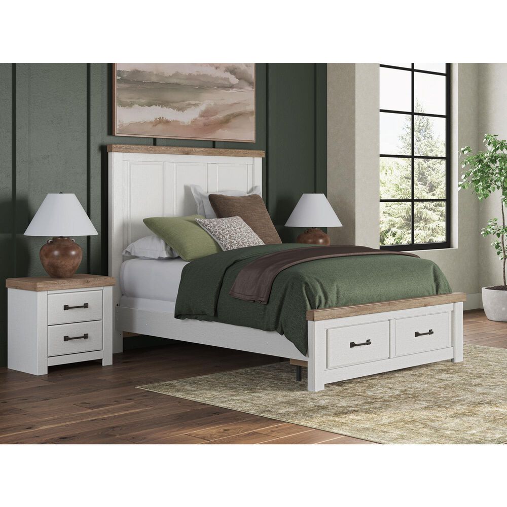 Ashley Savonport Queen Storage Panel Bed in White and Brown, , large