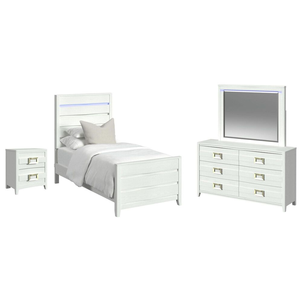 Mayberry Hill Tobais 4-Piece Twin Bed Set in White, , large