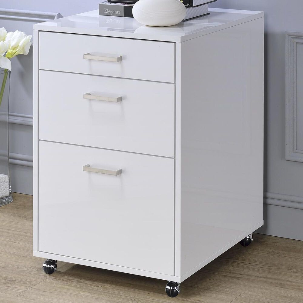 Gunnison Co. Coleen File Cabinet in White High Gloss & Chrome, , large