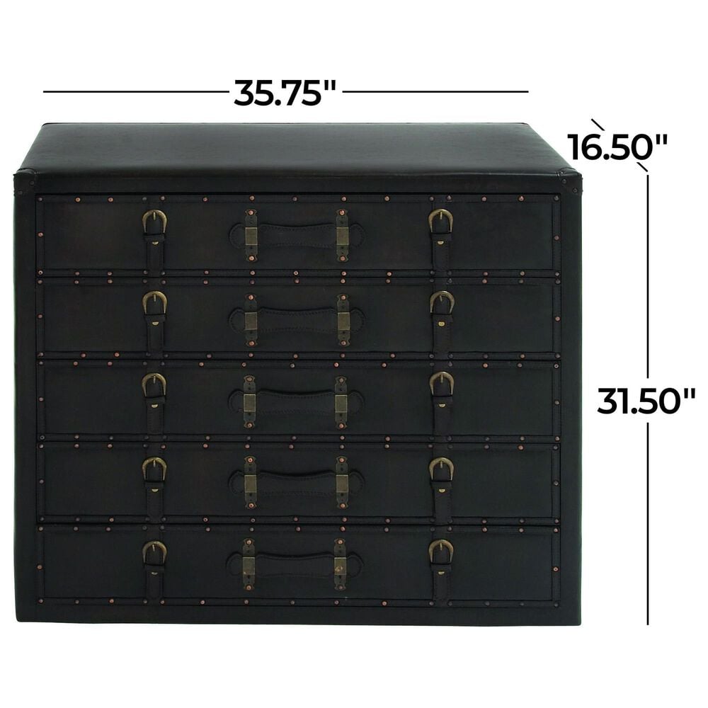 Maple and Jade 5-Drawer Room Chest with Stud and Buckle Detail in Black, , large