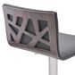 Blue River Crystal Adjustable Swivel Bar Stool in Gray Faux Leather, Stainless Steel and Gray Walnut Veneer, , large