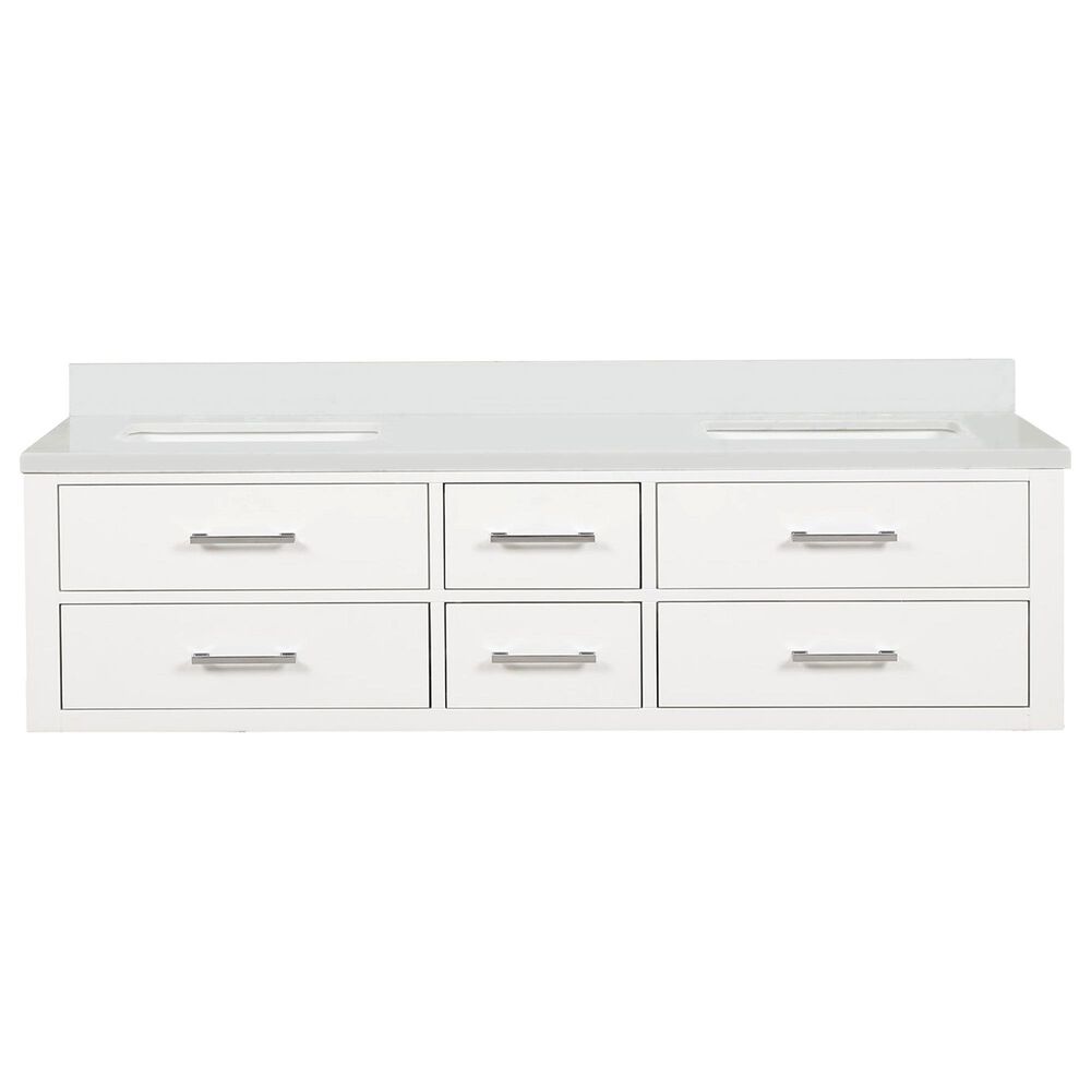 Lexora Home Castor 72&quot; Double Bathroom Vanity in White with 2 cm White Quartz Top and Rectangular Sinks, , large