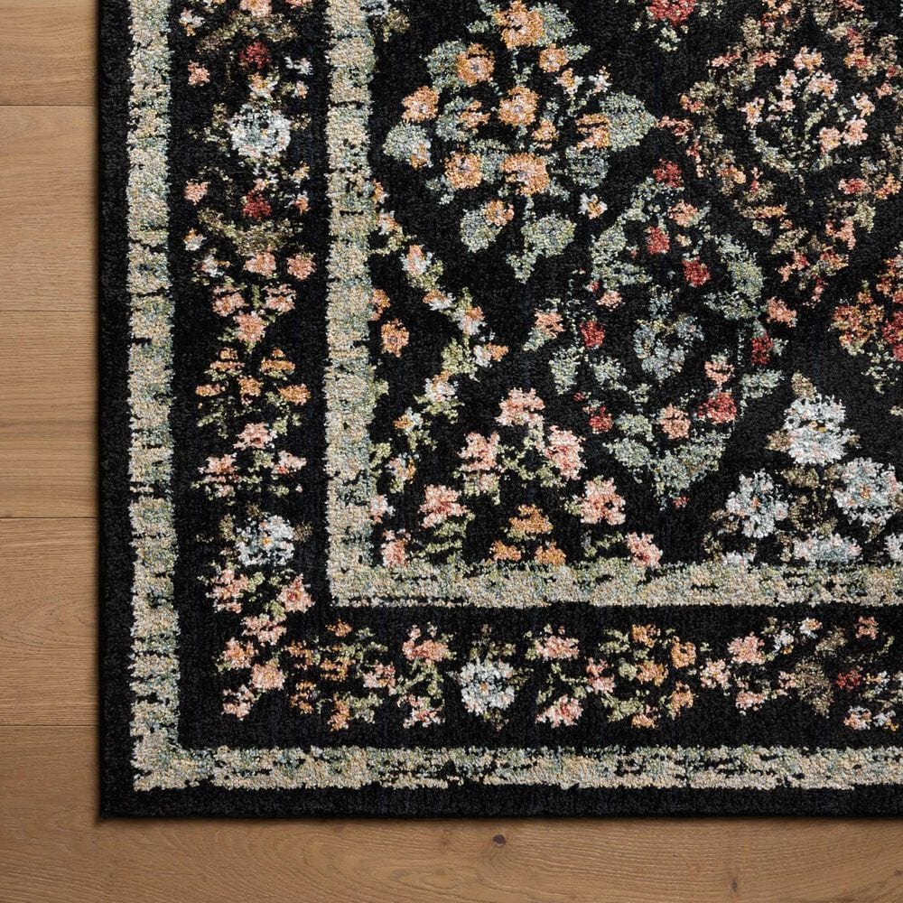 Rifle Paper Co. x Loloi Laurel Parquet 5&#39;3&quot; x 7&#39;8&quot; Black Area Rug, , large