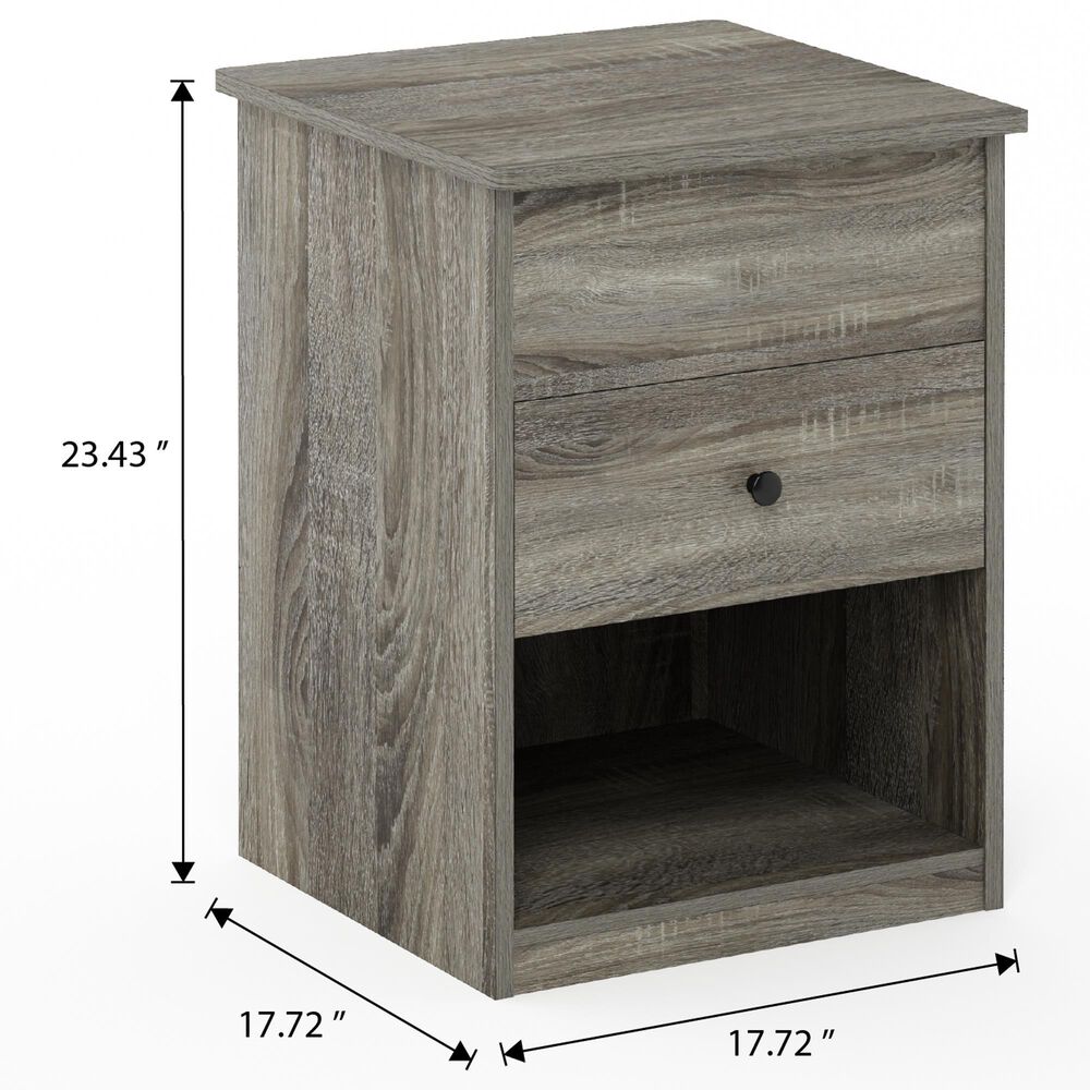 HOMLUX 1-Drawer Lift Top Nightstand in French Oak Grey, , large
