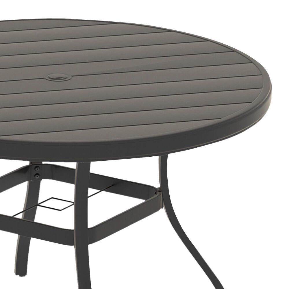 Hearth and Haven 5-Pieces Outdoor Dining Set with Stackable Chairs and Round Table in Black, , large