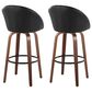 LumiSource Matisse 30" Swivel Barstool with Black Faux Leather Upholstery in Walnut and Black (Set of 2), , large