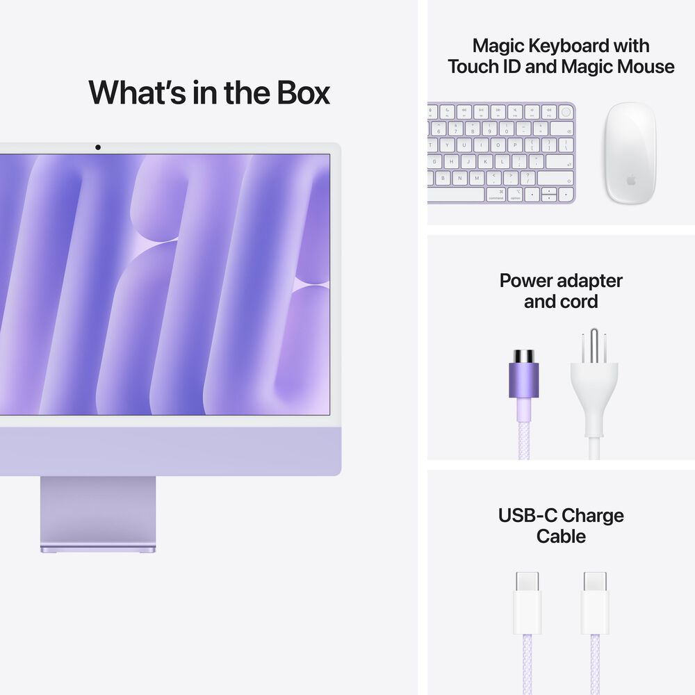 Apple 24-inch iMac with Retina 4.5K display: Apple M6 Chip with 12-core CPU and 12-core GPU, 16GB Memory, 256GB SSD - Purple (Latest Model) (Pre-Order), , large