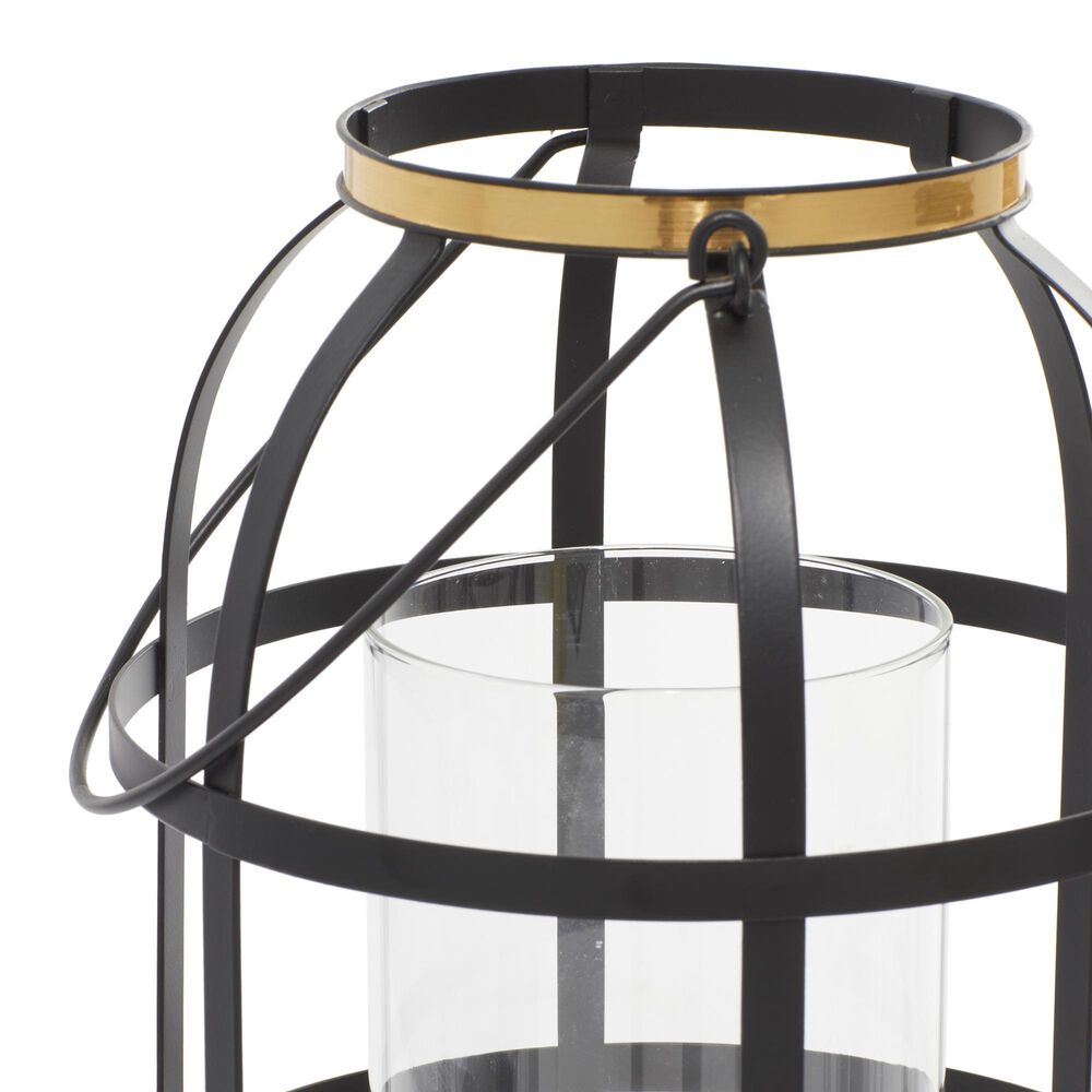 Maple and Jade Industrial Metal Lantern in Black and Gold &#40;Set of 2&#41;, , large