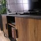 Sauder Canton Lane 54" TV Credenza in Brew Oak, Grand Walnut and Black, , large