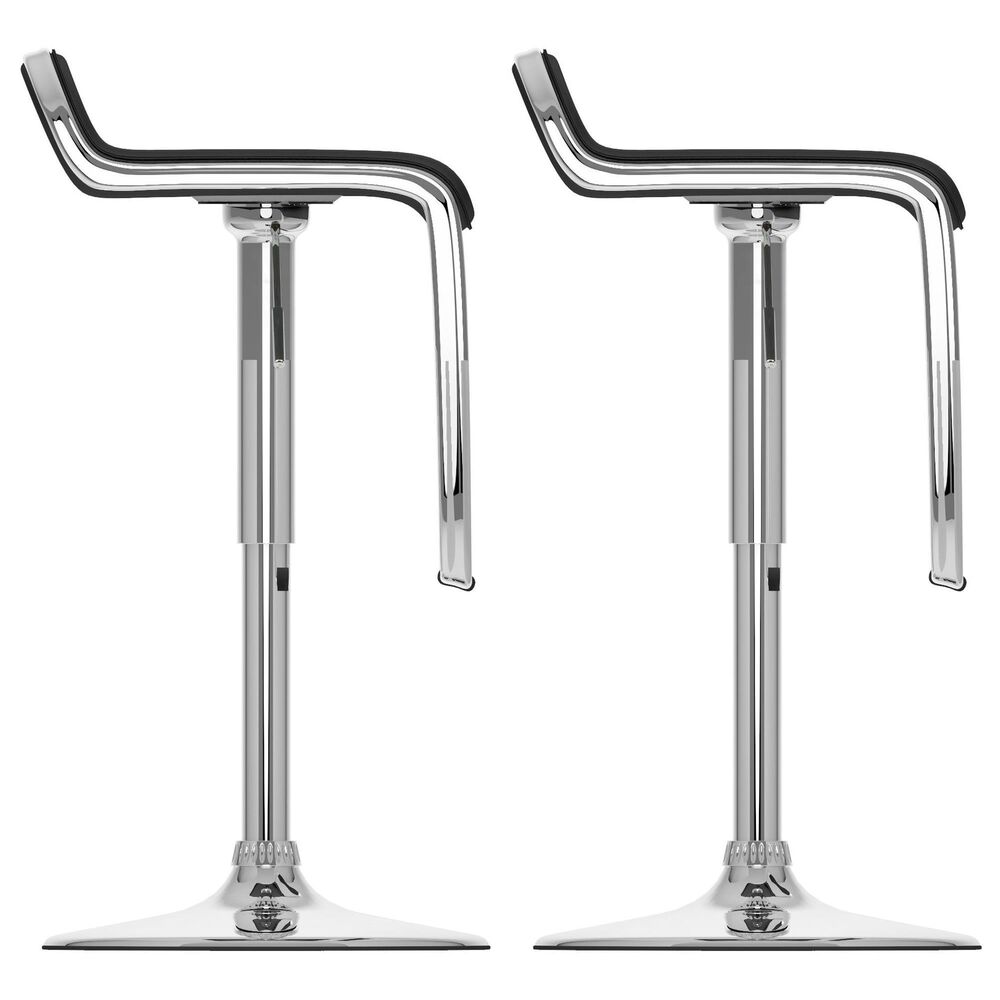 CorLiving Modern Adjustable Foot Rest Barstool with Black Cushion &#40;Set of 2&#41;, , large