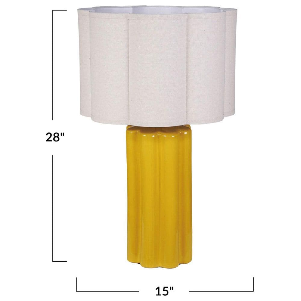 Teak Interiors Collected Notions Stoneware Fluted Scalloped Table Lamp in Mustard, , large