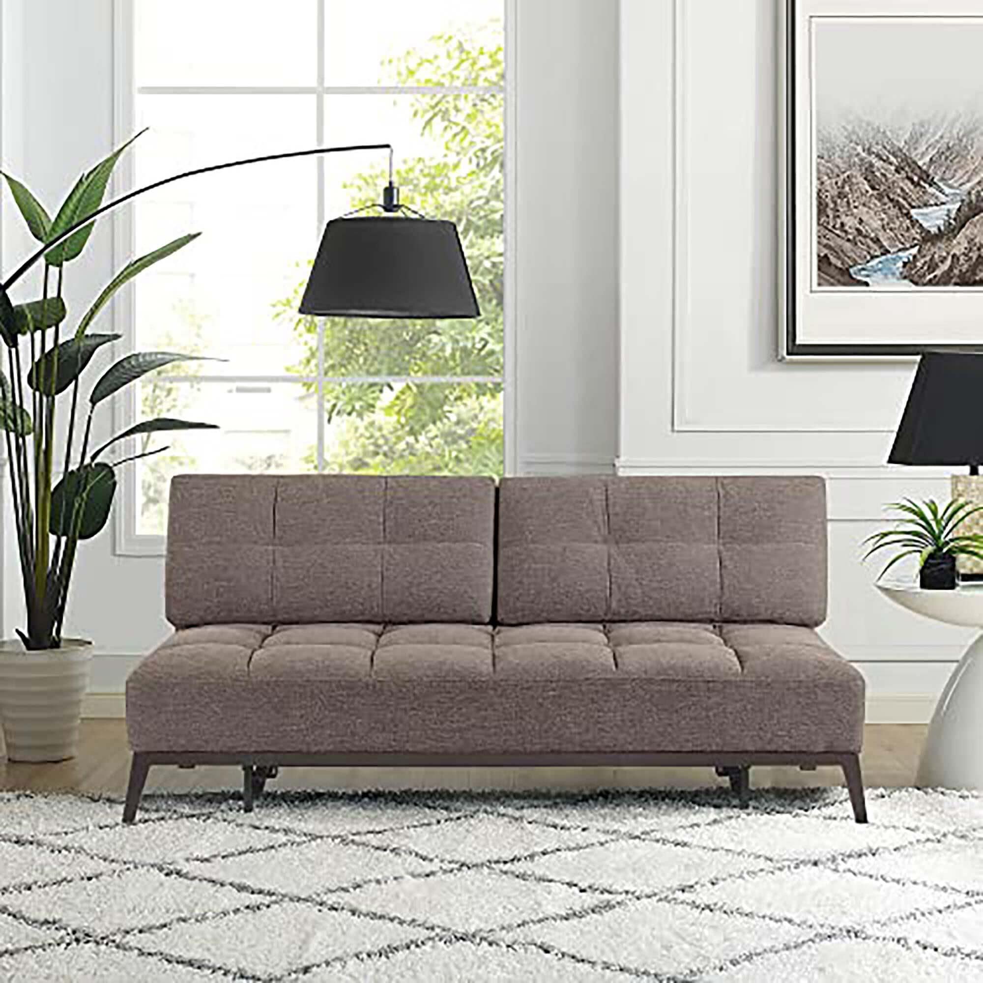 Lifestyle Solutions Stanton Stationary Convertible Sofa in Brown NFM