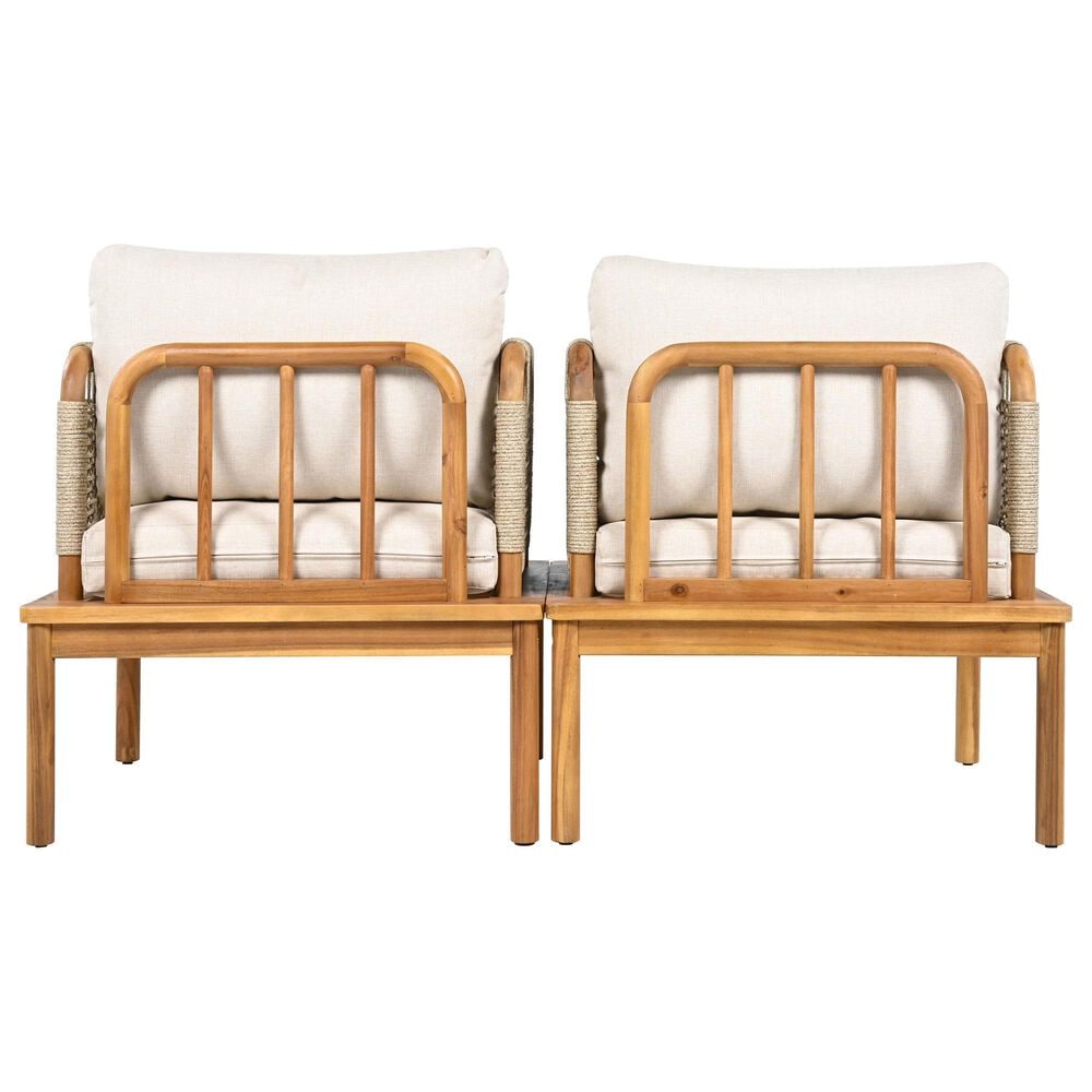Hearth and Haven Outdoor Club Chairs with Teak Frame in Beige (Set of 2), , large