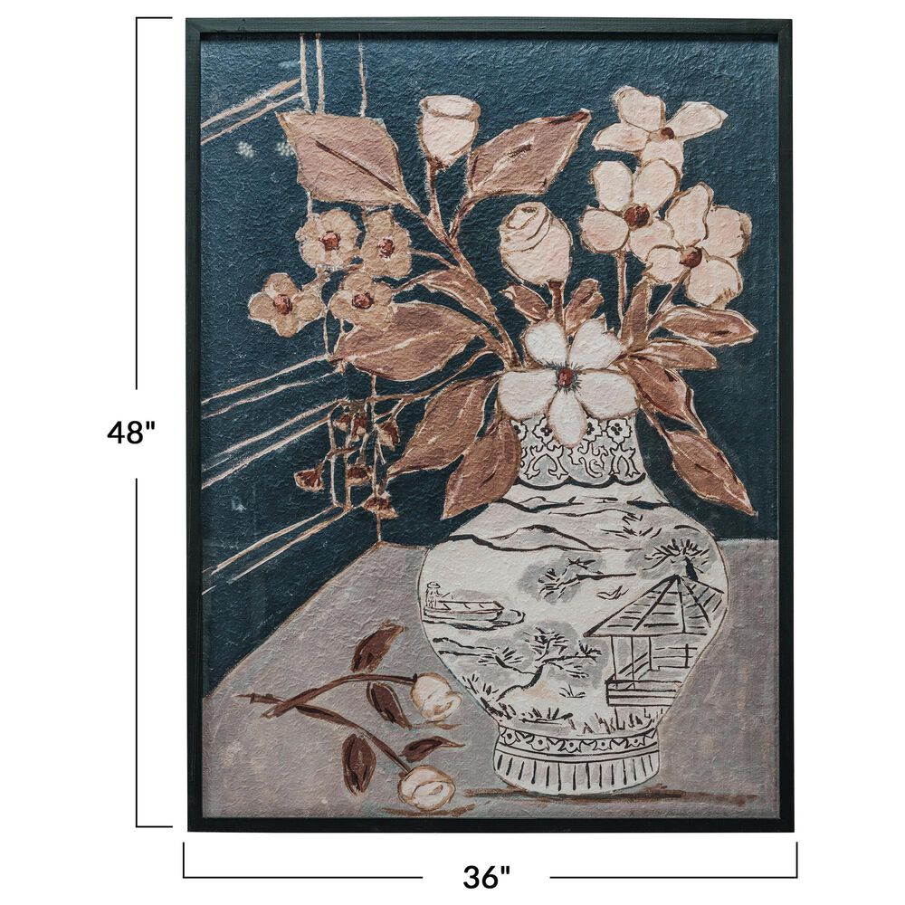 Creative Coop Collected Notions 48" x 36" Flowers and Vase Wall Art in Multicolor, , large