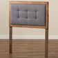Baxton Studio Sarine Twin Panel Headboard with Dark Grey Upholstered in Walnut Brown, , large