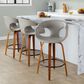 LumiSource Curva 26" Swivel Counter Stool with Light Grey Upholstery in Walnut and Black (Set of 2), , large