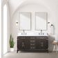 Lexora Home Laurel 60" Double Bathroom Vanity in Brown Oak with White Carrara Marble Top and Rectangular Sinks, , large
