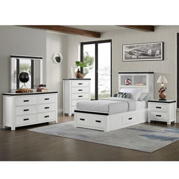 Mayberry Hill Wade 4-Piece Twin Storage Bedroom Set in White and Black, , large