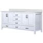 Lexora Home Jacques 72" Double Bathroom Vanity in White with 2 cm White Quartz Top and Rectangular Sinks, , large