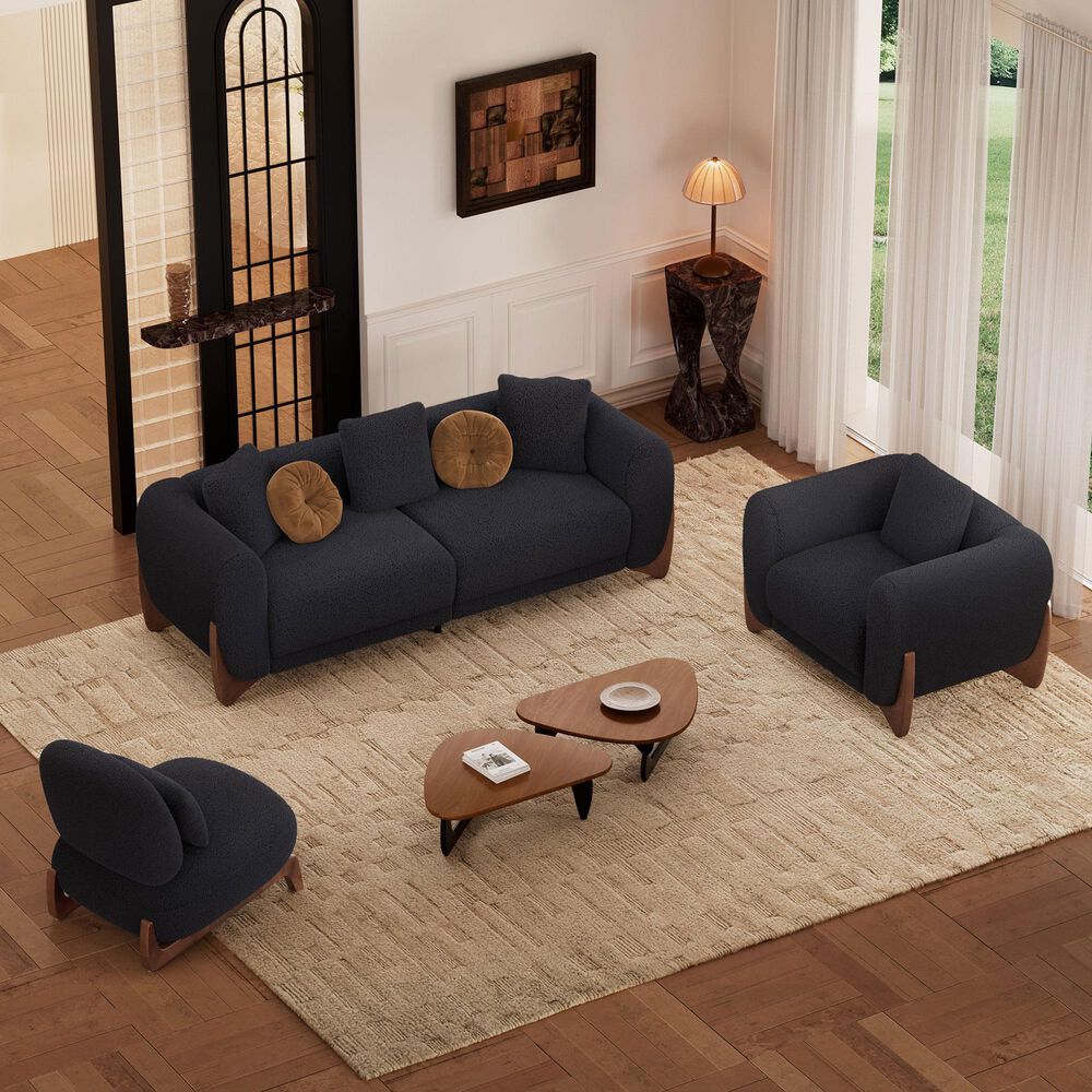 Morden Fort Cloud Boucle Stationary Sofa in Black, , large