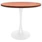 Leisuremod Bristol 36" Round Dining Table with MDF Top in White and Cognac Brown - Table Only, , large