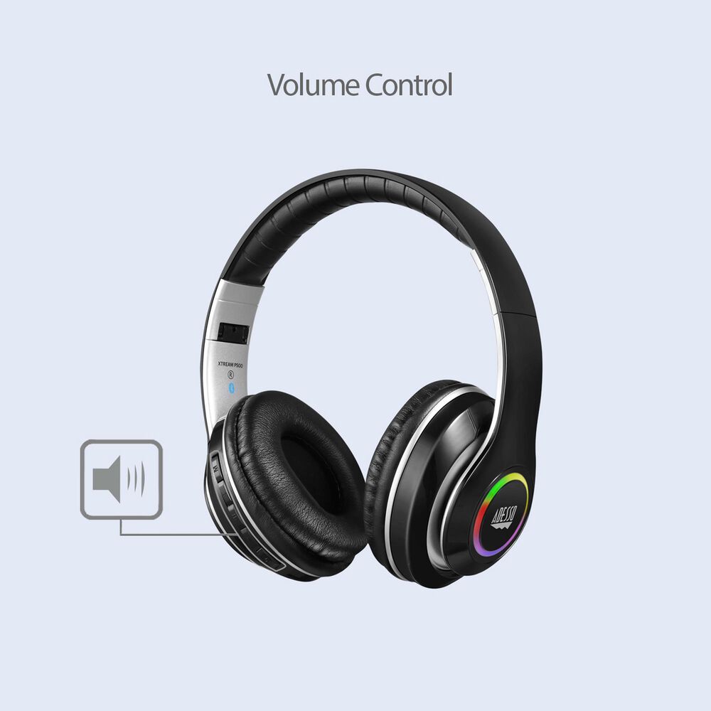 Adesso Stereo Bluetooth Headphone with Built-in Microphone in Black, , large