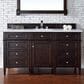 James Martin Vanities Brittany 60" Single Bathroom Vanity in Burnished Mahogany with 3 cm White Zeus Quartz Top and Rectangular Sink, , large