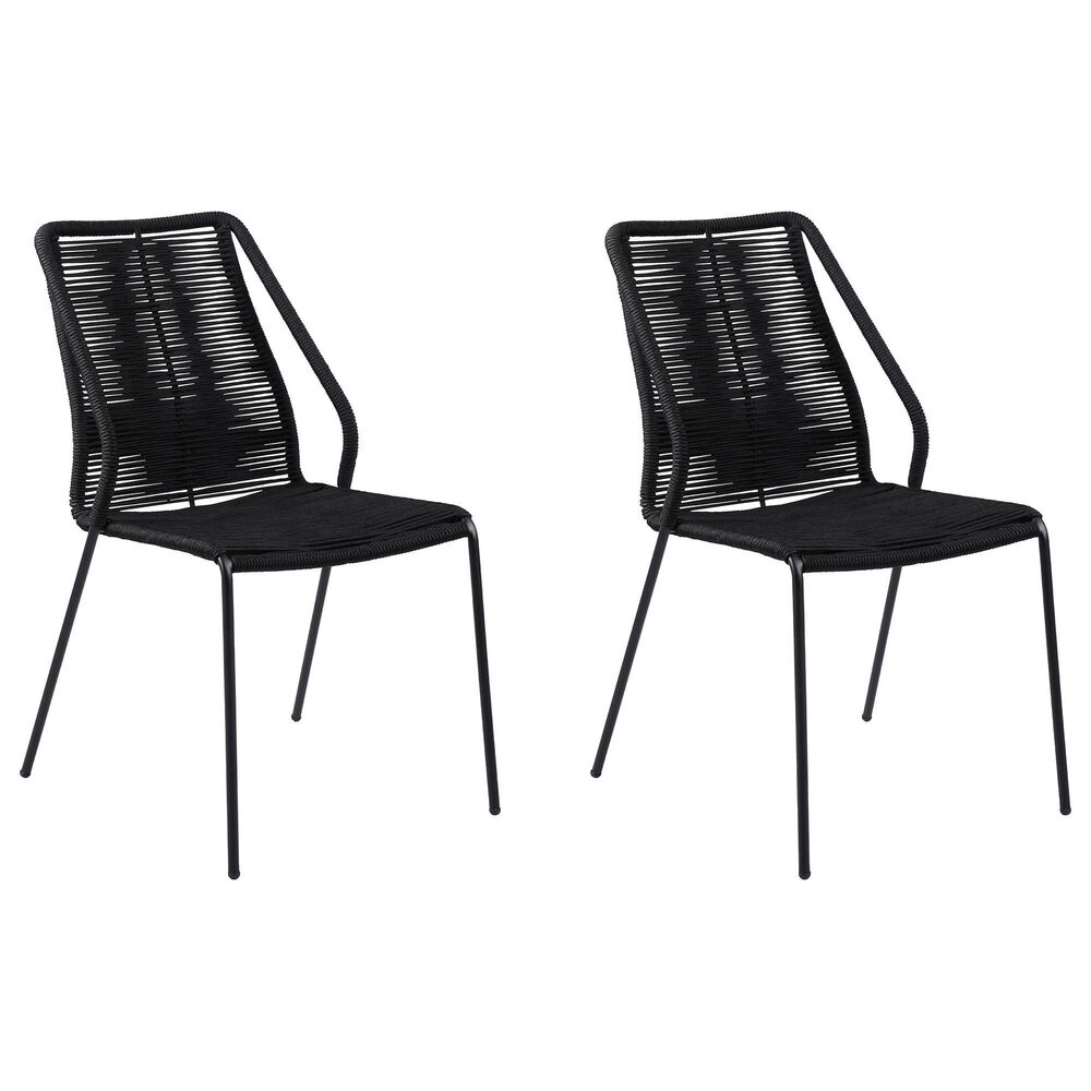 Blue River Clip Outdoor Dining Chair with Black Rop in Black (Set of 2), , large