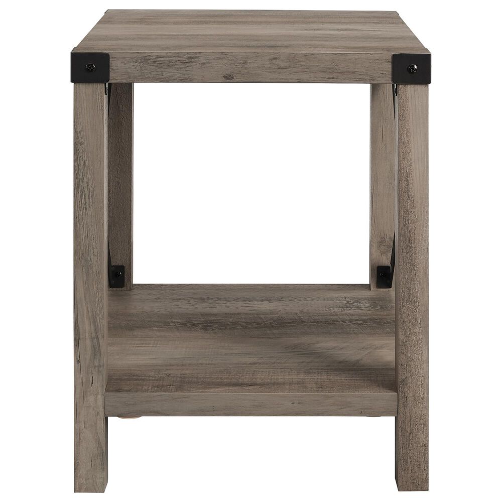 Walker Edison Barn Door Side Table in Grey Wash, , large