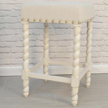 Carolina Cottage Kelsey 24" Counter Stool in Vintage White and Linen, , large