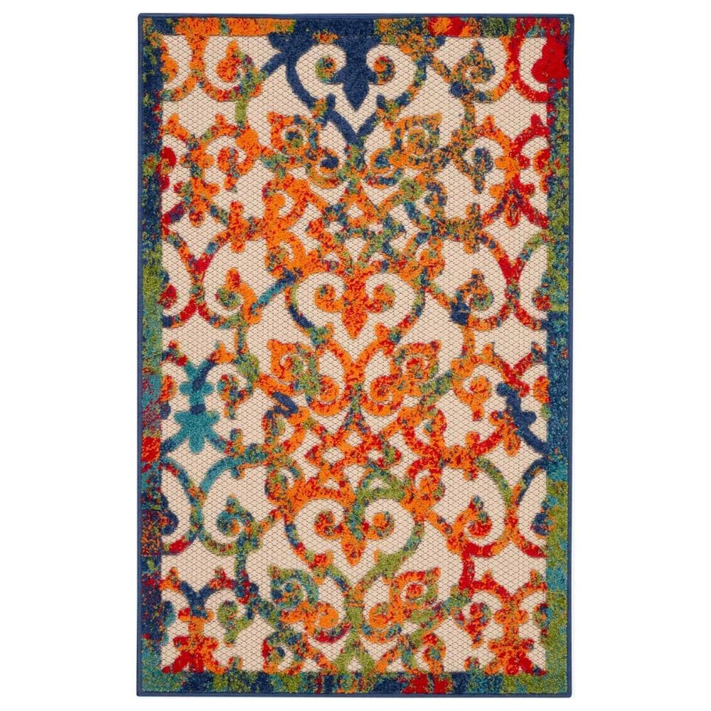 Nourison Aloha Damask 2"8" x 4" Multicolor Indoor/Outdoor Area Rug, , large