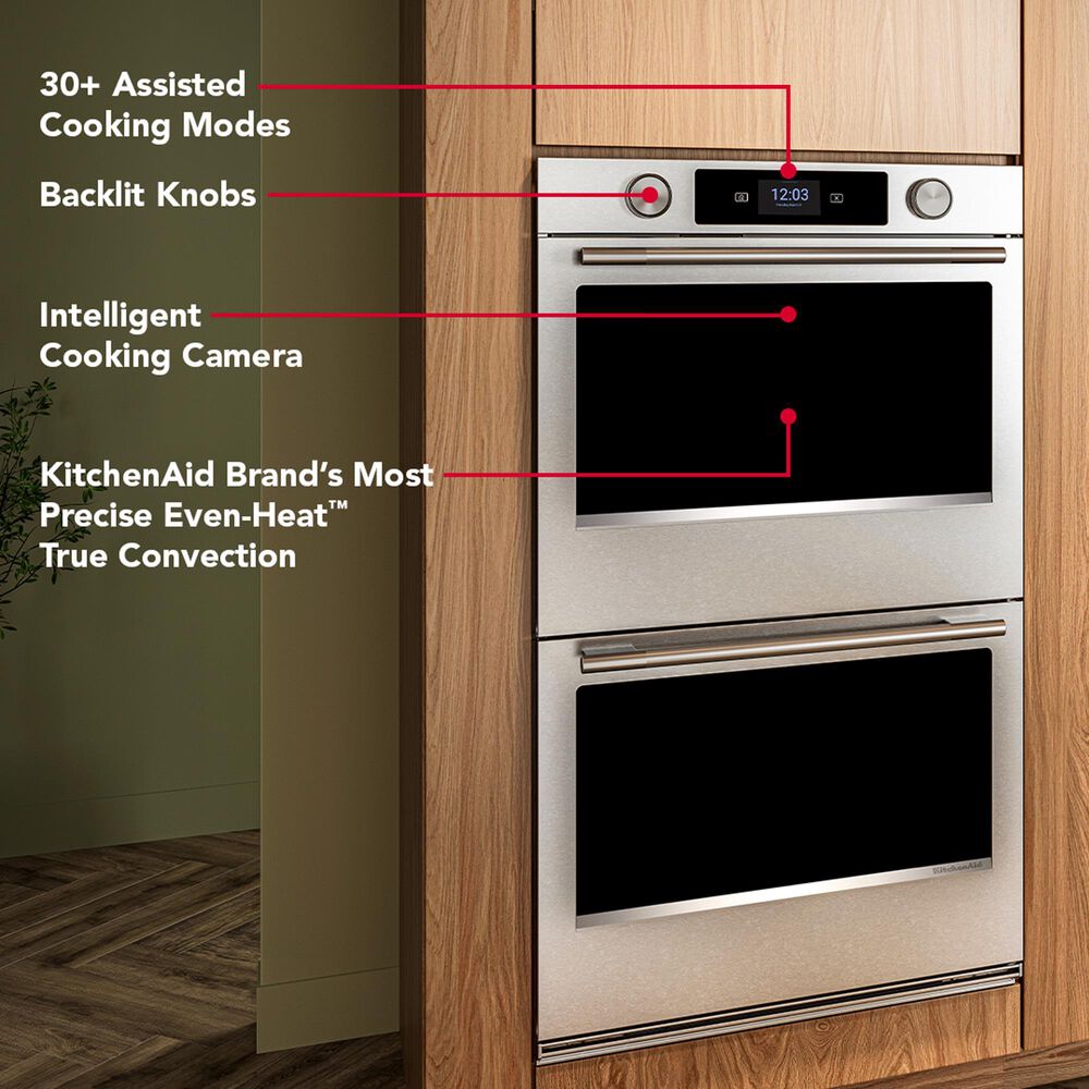 KitchenAid 10 Cu. Ft. Smart Electric Double Wall Oven with Intelligent Cooking Camera in PrintShield Stainless Steel, , large