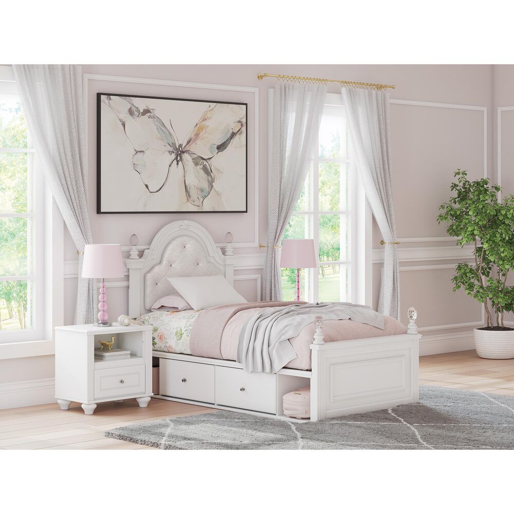 Ashley Kozlani Twin Upholstered Storage Bed in Matte White, , large