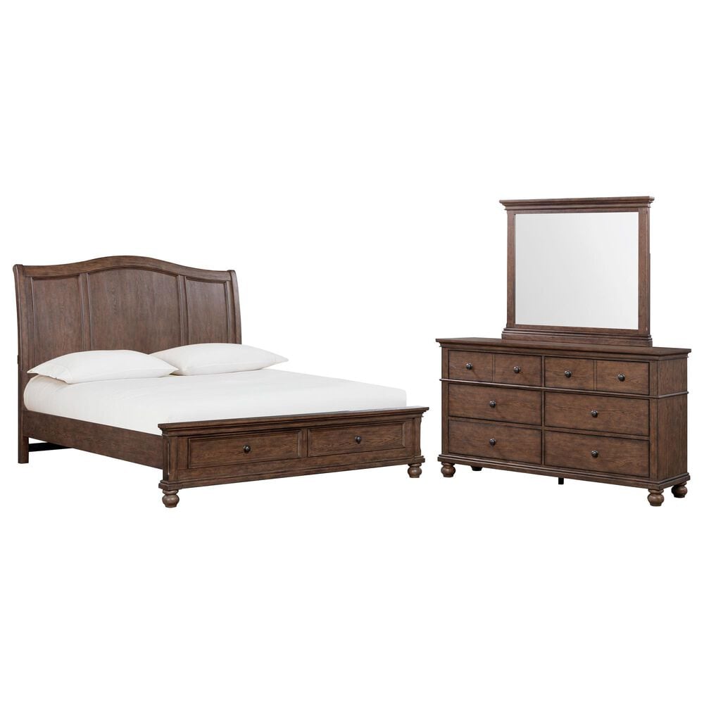 Riva Ridge Oxford 3-Piece Queen Sleigh Storage Bedroom Set in Cocoa with USB Ports, , large