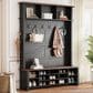 HOMLUX 6-Hook Hall Tree with 16-Compartment in Black and Walnut, , large