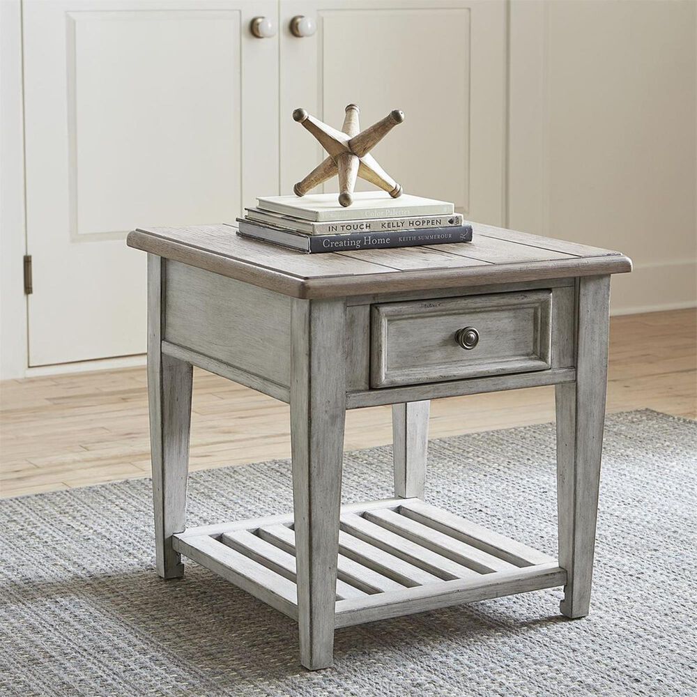 Belle Furnishings Heartland Drawer End Table in Antique White, , large