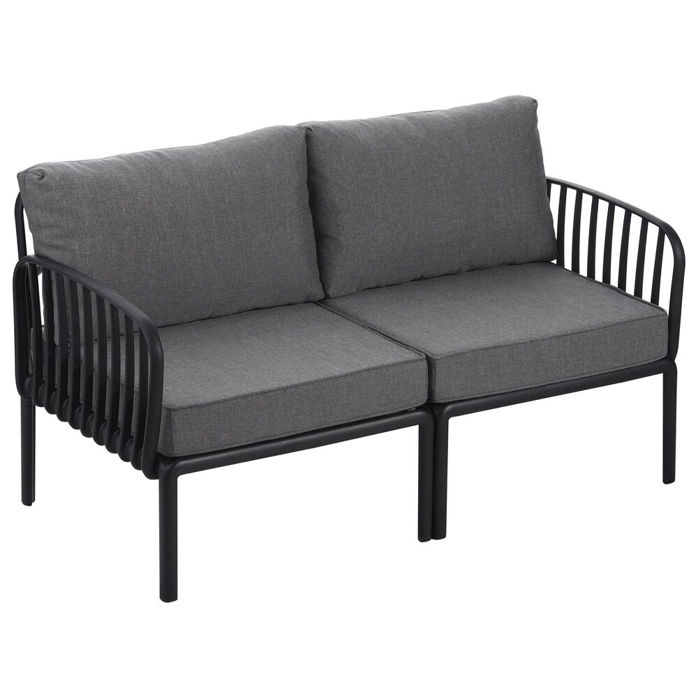 Hearth and Haven 2-Piece Patio Conversation Set with Dark Gray Cushion in Black, , large