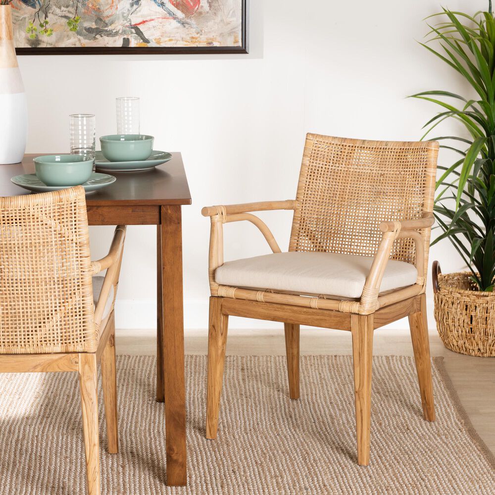 Baxton Studio Storsel Arm Chair in Natural Brown, , large