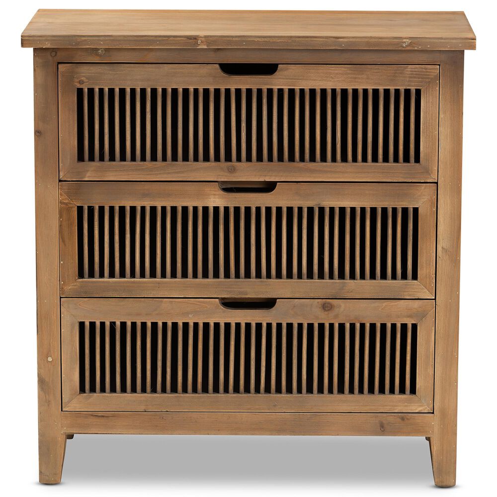 Baxton Studio Clement 3-Drawer Storage Cabinet in Medium Oak, , large