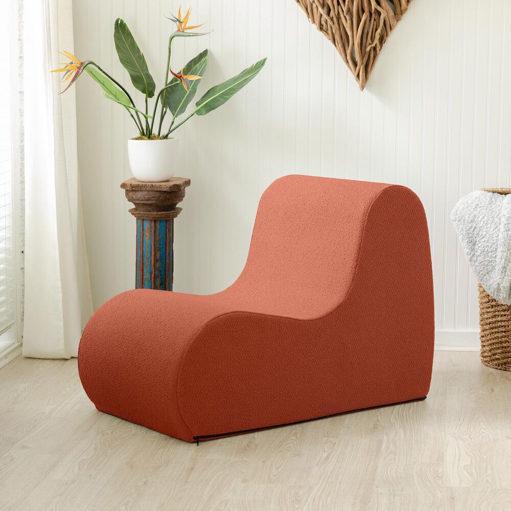 Jaxx Uptown Modern Armless Accent Chair in Boucle Terra Cotta, , large