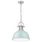 Golden Lighting Duncan 1-Light Pendant with Chain and Seafoam Shade in Pewter, , large