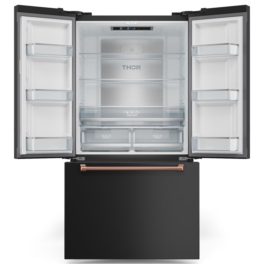 THOR KITCHEN Gordon Ramsay 20.3 Cu. Ft. Counter Depth French Door Refrigerator with Rose Gold Handle Kit in Black, , large