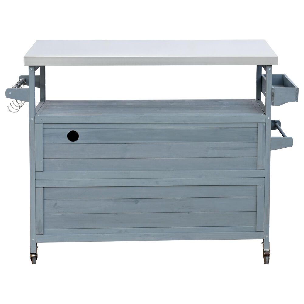 HOMLUX 50" Outdoor Kitchen Island in Grey Blue and Stainless Steel, , large
