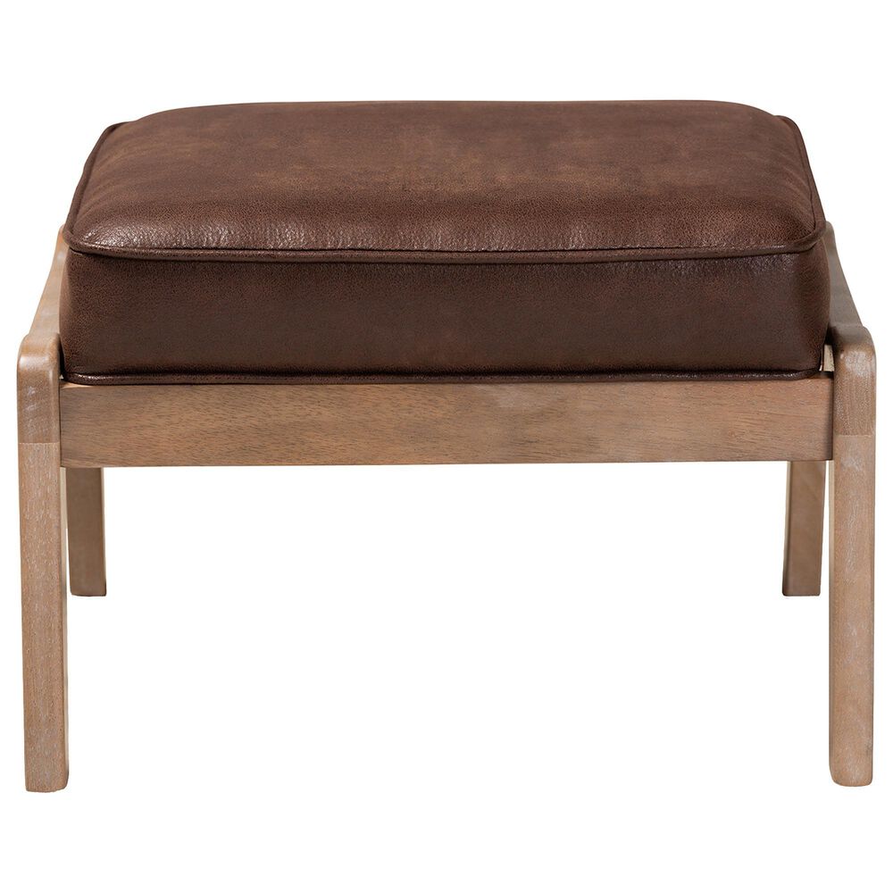 Baxton Studio Sigrid Upholstered Ottoman in Dark Brown, , large