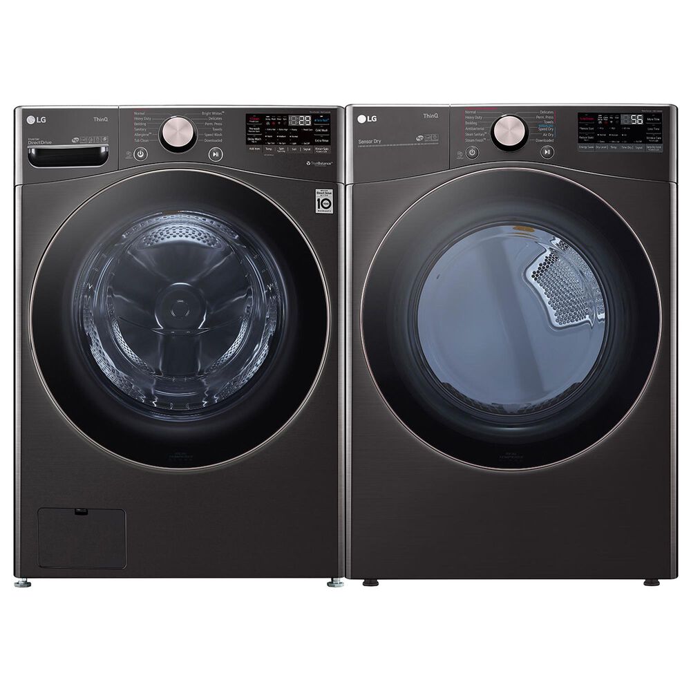 LG 4.5 Cu. Ft. Front Load Washer and 7.4 Cu. Ft. Electric Dryer with TurboWash 360 Laundry Pair in Black Steel, , large