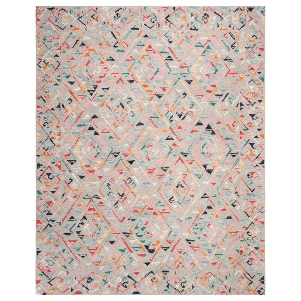 Safavieh Micro-Loop 8" x 10" Gray and Pink Area Rug, , large